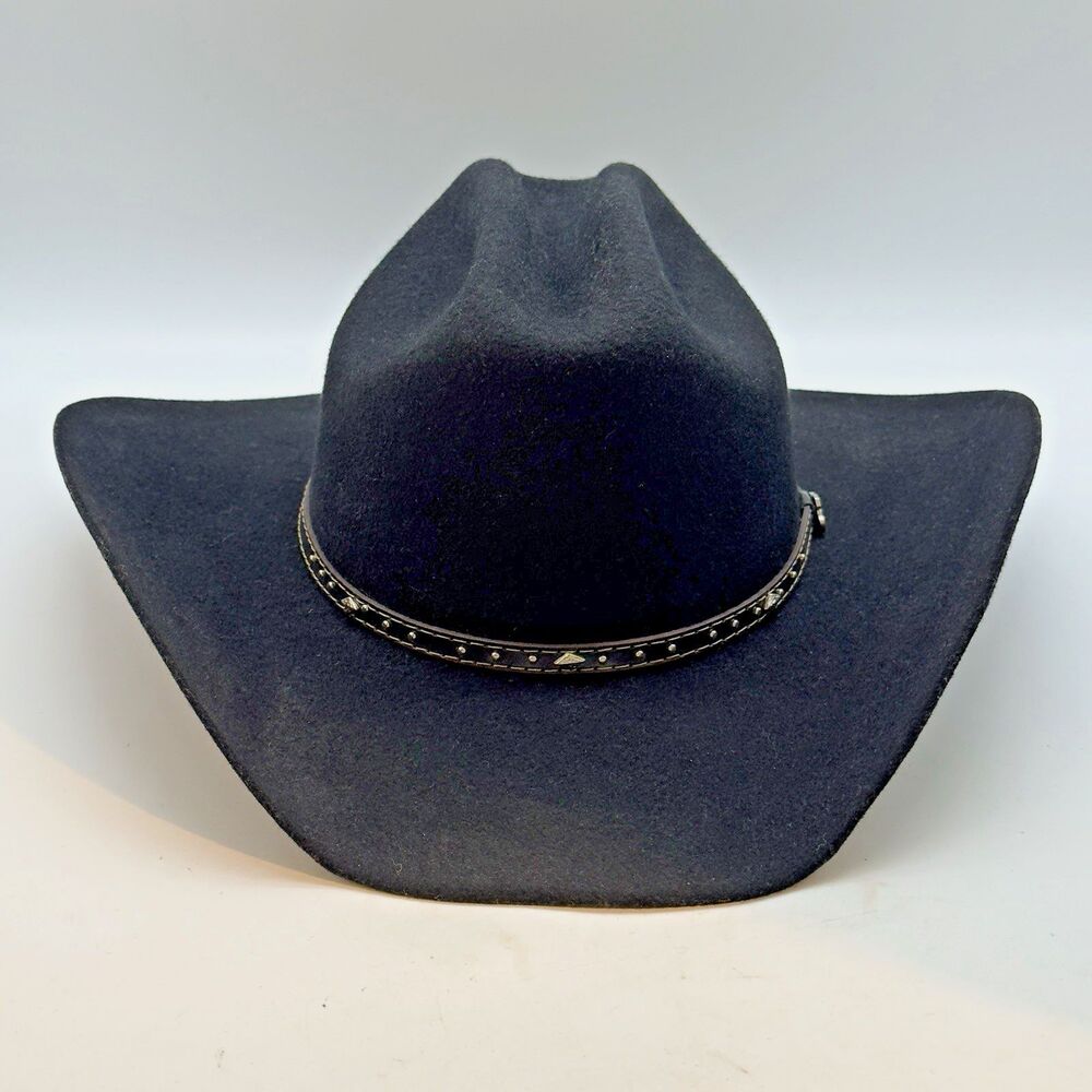 Justin Black Hills XX 100% Wool Felt Western Cowboy Hat Men's size 7 3/8 Black